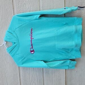 Champion girl hoodie size L color light sea green NWT